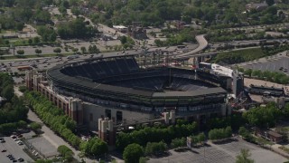 AX37_062 - 4.8K aerial stock footage orbiting Turner Field, Atlanta, Georgia