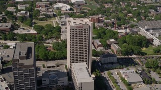 4.8K aerial stock footage approaching Coca-Cola Company, Atlanta, Georgia Aerial Stock Footage | AX37_079