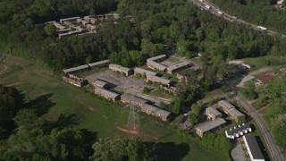 4.8K aerial stock footage orbiting abandoned buildings, Atlanta, Georgia Aerial Stock Footage | AX38_001