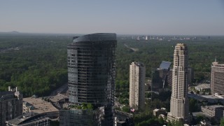 4.8K aerial stock footage orbiting 3344 Peachtree Road skyscraper, Buckhead, Georgia Aerial Stock Footage | AX38_015