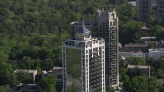 4.8K aerial stock footage orbiting 2828 Peachtree skyscraper, Buckhead, Georgia Aerial Stock Footage | AX38_029