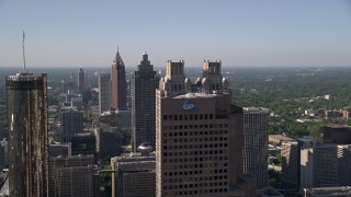 4.8K aerial stock footage flying by and approaching skyscrapers, Downtown Atlanta, Georgia Aerial Stock Footage | AX38_074