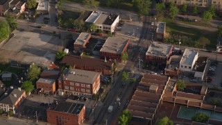 AX39_010 - 4.8K aerial stock footage orbiting a catholic church, East Atlanta, Georgia