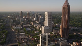 AX39_020 - 4.8K aerial stock footage of Bank of America Plaza and Midtown Atlanta skyscrapers; Georgia