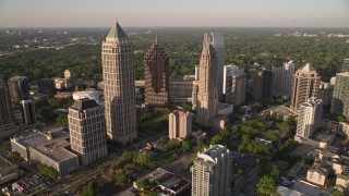 4.8K aerial stock footage approaching and orbiting One Atlantic Center to reveal more of Midtown Atlanta, Georgia Aerial Stock Footage | AX39_030E