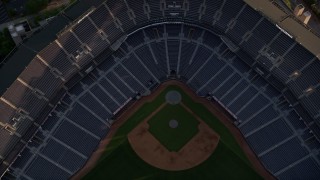 AX39_041 - 4.8K aerial stock footage tilting down to bird's eye of Turner Field, Atlanta Georgia