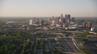 AX39_042 - 4.8K aerial stock footage approaching Downtown Atlanta, Georgia