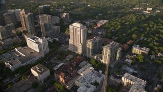 4.8K aerial stock footage approaching 999 Peachtree Street and condominium complex, Midtown Atlanta Aerial Stock Footage | AX39_052