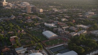 AX39_062 - 4.8K aerial stock footage approaching Department of Chemical and Biomolecular Engineering, Georgia Institute of Technology