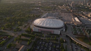 AX39_069 - 4.8K aerial stock footage orbiting Georgia Dome, Atlanta, Georgia