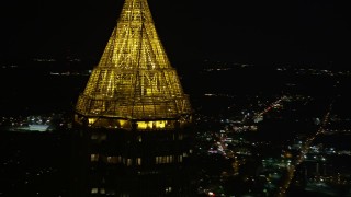 4.8K aerial stock footage orbiting top of Bank of America Plaza, Midtown Atlanta, Georgia, night Aerial Stock Footage | AX41_022E