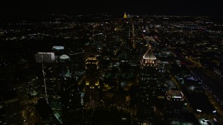 AX41_055E - 4.8K aerial stock footage of One Atlantic Center, GLG Grand, Promenade II and 1800 Peachtree, Midtown Atlanta, Georgia