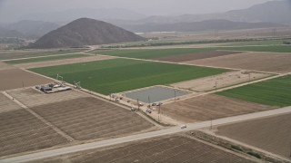 5K aerial stock footage of tracking a white truck traveling down a country road between farm fields, Camarillo, California Aerial Stock Footage | AX42_045