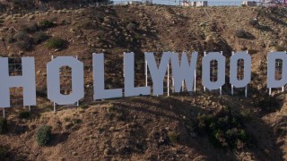 4K aerial stock footage passing the famous Hollywood Sign, Los Angeles, California Aerial Stock Footage | AX43_003