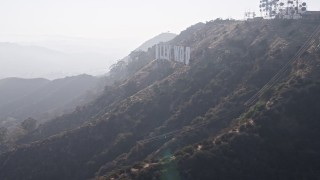 4K aerial stock footage orbiting the world famous Hollywood Sign, Los Angeles, California Aerial Stock Footage | AX43_004