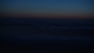 4K aerial stock footage of the marine layer over city, Los Angeles, California, night Aerial Stock Footage | AX44_092