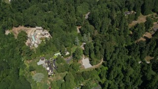 AX45_120 - 5K aerial stock footage of bird's eye view of large mansions in Woodway, Washington