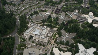 5K aerial stock footage approaching and tilting to bird's eye view of Microsoft Headquarters, Redmond, Washington Aerial Stock Footage | AX46_029E