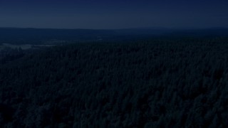 4K day for night color corrected aerial stock footage of a lush evergreen forest in King County, Washington Aerial Stock Footage | AX48_042_DFN