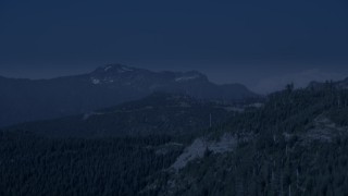 4K day for night color corrected aerial stock footage of evergreen trees on the slope of a mountain ridge in the Cascade Range, Washington Aerial Stock Footage | AX48_064_DFN