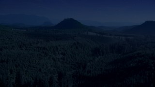 4K day for night color corrected aerial stock footage of evergreen forest, reveal a green hill and logging areas in King County, Washington Aerial Stock Footage | AX48_077_DFN