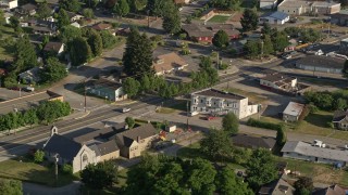 5K aerial stock footage of tracking a silver SUV on a road through a rural neighborhood, Carnation, Washington Aerial Stock Footage | AX49_019