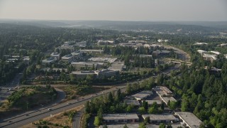 5K aerial stock footage of flying by Microsoft Headquarters, Redmond, Washington Aerial Stock Footage | AX49_036E