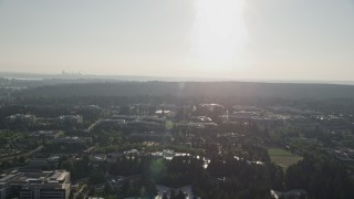 5K aerial stock footage flyby the Microsoft Headquarters office complex, Redmond, Washington Aerial Stock Footage | AX49_043E