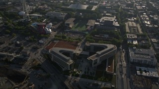 5K aerial stock footage of approaching the Bill and Melinda Gates Foundation office buildings in Downtown Seattle, Washington Aerial Stock Footage | AX49_061