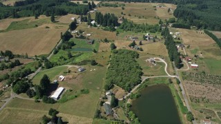 5K aerial stock footage of small farms, fields and country roads in La Center, Washington Aerial Stock Footage | AX52_071E