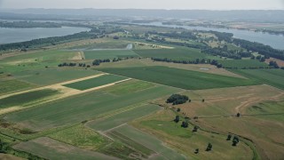 5K aerial stock footage of wide green farm fields in Vancouver, Washington Aerial Stock Footage | AX52_093E