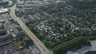 5K aerial stock footage pan and tilt to a bird's eye of apartment building complex, Hillsboro, Oregon Aerial Stock Footage | AX53_101