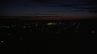 5K aerial stock footage of flying by Hillsboro Airport, Hillsboro, Oregon, night Aerial Stock Footage | AX55_073