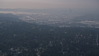 5K aerial stock footage track an airliner near Seattle Tacoma International Airport, Seattle, Washington Aerial Stock Footage | AX58_072