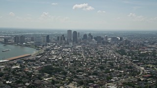 5K aerial stock footage of Downtown New Orleans and the French Quarter, Louisiana Aerial Stock Footage | AX59_004