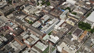 5K aerial stock footage fly over Place St. Charles and tilt to a bird's eye view of the French Quarter, New Orleans, Louisiana Aerial Stock Footage | AX59_032E