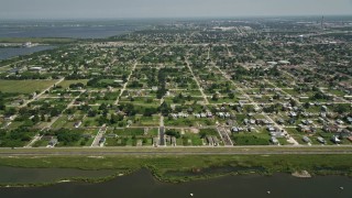 5K aerial stock footage of neighborhoods of the Lower Ninth Ward, New Orleans, Louisiana Aerial Stock Footage | AX59_051