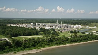 5K aerial stock footage of flying away from the Dupont Chemical Plant in LaPlace, Louisiana Aerial Stock Footage | AX60_017