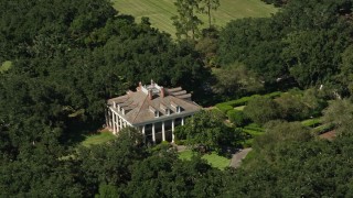 5K aerial stock footage orbit the Oak Valley Plantation in Vacherie, Louisiana Aerial Stock Footage | AX60_038E