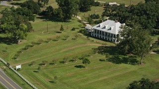 5K aerial stock footage of an orbit around St. Joseph Plantation house and grounds in Vacherie, Louisiana Aerial Stock Footage | AX60_046