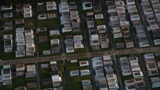 AX61_021 - 5K aerial stock footage of McDonoghville Cemetery in Gretna at sunset, Louisiana