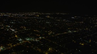 5K aerial stock footage flyby neighborhoods in Upper Ninth Ward at night, New Orleans, Louisiana Aerial Stock Footage | AX63_044