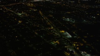 5K aerial stock footage fly over streets and neighborhoods in Upper Ninth Ward at night, New Orleans, Louisiana  Aerial Stock Footage | AX63_045