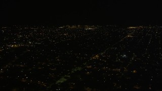 5K aerial stock footage of residential neighborhoods in Gentilly at night, New Orleans, Louisiana Aerial Stock Footage | AX63_047