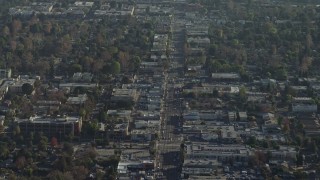 5K aerial stock footage of office and apartment buildings around a busy intersection in North Hollywood, California Aerial Stock Footage | AX64_0008E