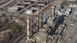 Smoke Stacks Aerial Stock Footage