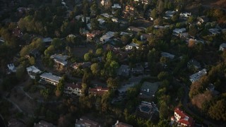 5K aerial stock footage fly over hillside homes in Hollywood Hills, California, sunset Aerial Stock Footage | AX64_0124