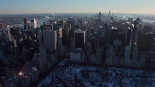 4.8K aerial stock footage of Midtown Manhattan skyscrapers, New York City Aerial Stock Footage | AX66_0213E