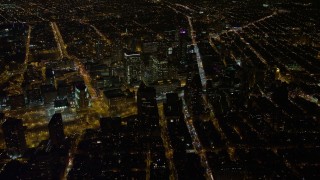 4.8K aerial stock footage view of skyscrapers at night, in Brooklyn, New York Aerial Stock Footage | AX67_0097