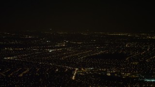 4.8K aerial stock footage view of tracking a jet over Queens at night, New York Aerial Stock Footage | AX67_0109